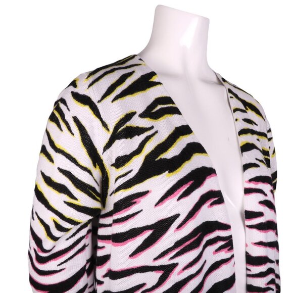 525 America Long Knit Sweater Duster Open Cardigan Animal Print Rainbow Neon NEW - Picture 4 of 10